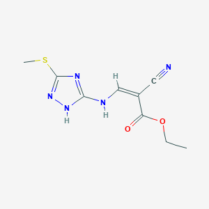 molecular formula C9H11N5O2S B2529619 ethyl (2Z)-2-cyano-3-{[5-(methylsulfanyl)-4H-1,2,4-triazol-3-yl]amino}prop-2-enoate CAS No. 92765-69-0