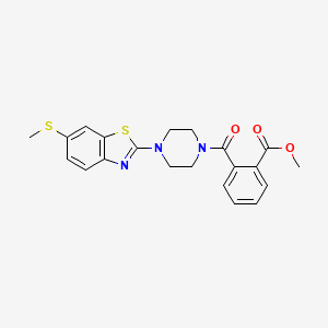 molecular formula C21H21N3O3S2 B2529627 Methyl 2-(4-(6-(methylthio)benzo[d]thiazol-2-yl)piperazine-1-carbonyl)benzoate CAS No. 1170984-30-1