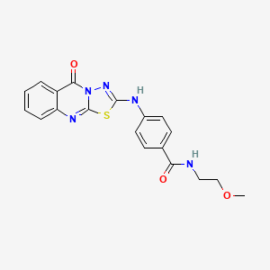 molecular formula C19H17N5O3S B2529647 N-(2-methoxyethyl)-4-({5-oxo-5H-[1,3,4]thiadiazolo[2,3-b]quinazolin-2-yl}amino)benzamide CAS No. 1114627-56-3