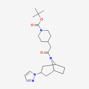 molecular formula C22H34N4O3 B2529686 tert-butyl 4-{2-oxo-2-[3-(1H-pyrazol-1-yl)-8-azabicyclo[3.2.1]octan-8-yl]ethyl}piperidine-1-carboxylate CAS No. 2319635-63-5