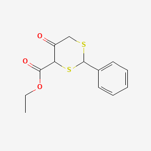 molecular formula C13H14O3S2 B2529715 Ethyl 5-oxo-2-phenyl-1,3-dithiane-4-carboxylate CAS No. 93139-59-4
