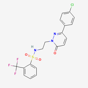 molecular formula C19H15ClF3N3O3S B2529742 N-{2-[3-(4-chlorophenyl)-6-oxo-1,6-dihydropyridazin-1-yl]ethyl}-2-(trifluoromethyl)benzene-1-sulfonamide CAS No. 921554-63-4