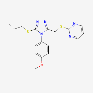 2-[[4-(4-Methoxyphenyl)-5-propylsulfanyl-1,2,4-triazol-3-yl]methylsulfanyl]pyrimidine
