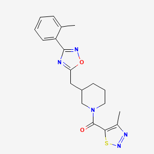 B2529806 (4-Methyl-1,2,3-thiadiazol-5-yl)(3-((3-(o-tolyl)-1,2,4-oxadiazol-5-yl)methyl)piperidin-1-yl)methanone CAS No. 1705995-87-4