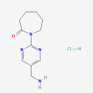 molecular formula C11H17ClN4O B2529829 1-[5-(Aminomethyl)pyrimidin-2-yl]azepan-2-one hydrochloride CAS No. 2251054-49-4