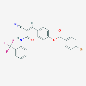 B2529900 [4-[(Z)-2-Cyano-3-oxo-3-[2-(trifluoromethyl)anilino]prop-1-enyl]phenyl] 4-bromobenzoate CAS No. 380474-96-4