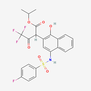 molecular formula C23H19F4NO6S B2529932 propan-2-yl 4,4,4-trifluoro-2-[4-(4-fluorobenzenesulfonamido)-1-hydroxynaphthalen-2-yl]-3-oxobutanoate CAS No. 425400-02-8
