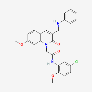 molecular formula C26H24ClN3O4 B2529989 N-(5-chloro-2-methoxyphenyl)-2-{7-methoxy-2-oxo-3-[(phenylamino)methyl]-1,2-dihydroquinolin-1-yl}acetamide CAS No. 932524-07-7