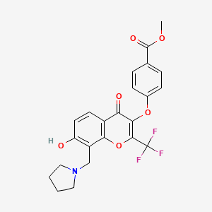 B2530019 Methyl 4-[7-hydroxy-4-oxo-8-(pyrrolidin-1-ylmethyl)-2-(trifluoromethyl)chromen-3-yl]oxybenzoate CAS No. 848669-72-7