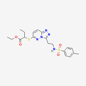 molecular formula C20H25N5O4S2 B2530086 ETHYL 2-({3-[2-(4-METHYLBENZENESULFONAMIDO)ETHYL]-[1,2,4]TRIAZOLO[4,3-B]PYRIDAZIN-6-YL}SULFANYL)BUTANOATE CAS No. 872998-41-9