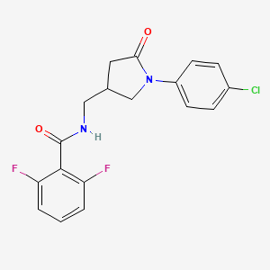 molecular formula C18H15ClF2N2O2 B2530190 N-{[1-(4-chlorophenyl)-5-oxopyrrolidin-3-yl]methyl}-2,6-difluorobenzamide CAS No. 954669-00-2