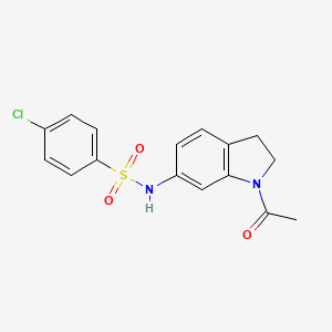 molecular formula C16H15ClN2O3S B2530204 N-(1-acetyl-2,3-dihydro-1H-indol-6-yl)-4-chlorobenzene-1-sulfonamide CAS No. 397842-24-9