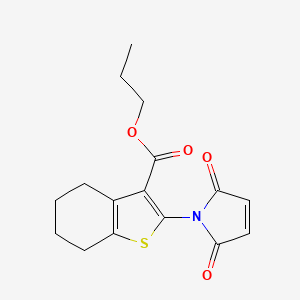 molecular formula C16H17NO4S B2530206 Propyl 2-(2,5-dioxo-2,5-dihydro-1H-pyrrol-1-yl)-4,5,6,7-tetrahydrobenzo[b]thiophene-3-carboxylate CAS No. 369399-59-7