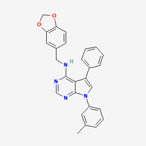molecular formula C27H22N4O2 B2530226 N-[(2H-1,3-benzodioxol-5-yl)methyl]-7-(3-methylphenyl)-5-phenyl-7H-pyrrolo[2,3-d]pyrimidin-4-amine CAS No. 477228-79-8