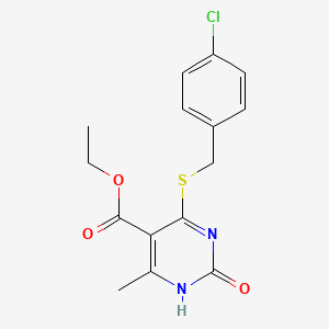 molecular formula C15H15ClN2O3S B2530227 Ethyl 4-((4-chlorobenzyl)thio)-6-methyl-2-oxo-1,2-dihydropyrimidine-5-carboxylate CAS No. 899971-67-6