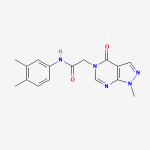 molecular formula C16H17N5O2 B2530271 N-(3,4-dimethylphenyl)-2-{1-methyl-4-oxo-1H,4H,5H-pyrazolo[3,4-d]pyrimidin-5-yl}acetamide CAS No. 866843-49-4