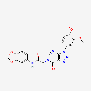 molecular formula C21H18N6O6 B2530283 N-(2H-1,3-benzodioxol-5-yl)-2-[3-(3,4-dimethoxyphenyl)-7-oxo-3H,6H,7H-[1,2,3]triazolo[4,5-d]pyrimidin-6-yl]acetamide CAS No. 893936-29-3