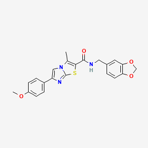 molecular formula C22H19N3O4S B2530348 N-[(2H-1,3-benzodioxol-5-yl)methyl]-6-(4-methoxyphenyl)-3-methylimidazo[2,1-b][1,3]thiazole-2-carboxamide CAS No. 852134-81-7