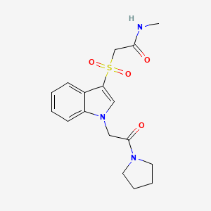 molecular formula C17H21N3O4S B2530378 N-methyl-2-({1-[2-oxo-2-(pyrrolidin-1-yl)ethyl]-1H-indol-3-yl}sulfonyl)acetamide CAS No. 878058-02-7