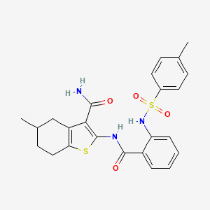 B2530387 5-Methyl-2-[[2-[(4-methylphenyl)sulfonylamino]benzoyl]amino]-4,5,6,7-tetrahydro-1-benzothiophene-3-carboxamide CAS No. 330190-30-2