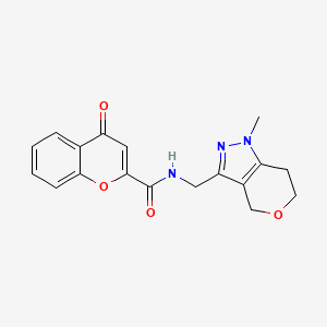 molecular formula C18H17N3O4 B2530389 N-({1-methyl-1H,4H,6H,7H-pyrano[4,3-c]pyrazol-3-yl}methyl)-4-oxo-4H-chromene-2-carboxamide CAS No. 1797308-04-3