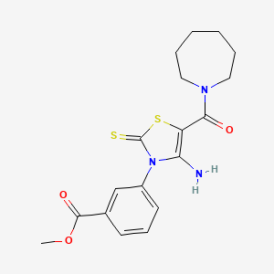 molecular formula C18H21N3O3S2 B2530401 methyl 3-[4-amino-5-(azepane-1-carbonyl)-2-sulfanylidene-2,3-dihydro-1,3-thiazol-3-yl]benzoate CAS No. 946295-74-5