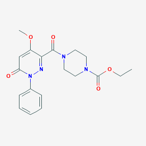 molecular formula C19H22N4O5 B2530447 Ethyl 4-(4-methoxy-6-oxo-1-phenyl-1,6-dihydropyridazine-3-carbonyl)piperazine-1-carboxylate CAS No. 921516-40-7