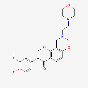 molecular formula C25H28N2O6 B2530463 3-(3,4-dimethoxyphenyl)-9-(2-morpholinoethyl)-9,10-dihydrochromeno[8,7-e][1,3]oxazin-4(8H)-one CAS No. 929402-65-3