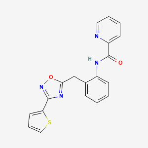 molecular formula C19H14N4O2S B2530499 N-(2-((3-(thiophen-2-yl)-1,2,4-oxadiazol-5-yl)methyl)phenyl)picolinamide CAS No. 1705523-53-0