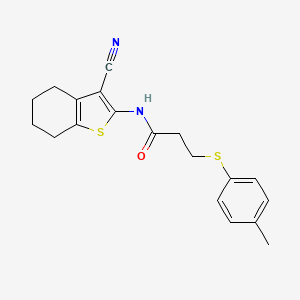 molecular formula C19H20N2OS2 B2530531 N-(3-cyano-4,5,6,7-tetrahydro-1-benzothiophen-2-yl)-3-[(4-methylphenyl)sulfanyl]propanamide CAS No. 895463-26-0