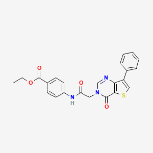 molecular formula C23H19N3O4S B2530539 ethyl 4-(2-{4-oxo-7-phenyl-3H,4H-thieno[3,2-d]pyrimidin-3-yl}acetamido)benzoate CAS No. 1105236-08-5