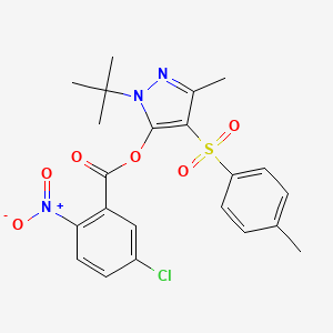 molecular formula C22H22ClN3O6S B2530575 1-tert-butyl-3-methyl-4-(4-methylbenzenesulfonyl)-1H-pyrazol-5-yl 5-chloro-2-nitrobenzoate CAS No. 851082-61-6