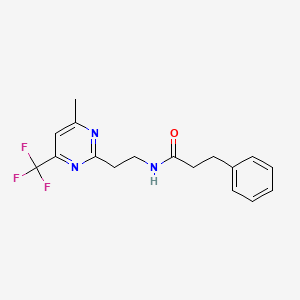 molecular formula C17H18F3N3O B2530655 N-(2-(4-methyl-6-(trifluoromethyl)pyrimidin-2-yl)ethyl)-3-phenylpropanamide CAS No. 1421585-78-5