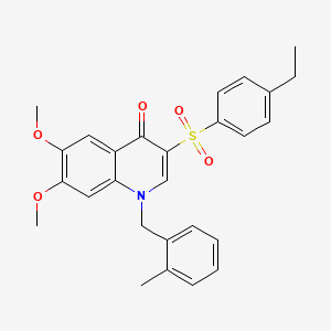 molecular formula C27H27NO5S B2530699 3-(4-ethylbenzenesulfonyl)-6,7-dimethoxy-1-[(2-methylphenyl)methyl]-1,4-dihydroquinolin-4-one CAS No. 899213-46-8