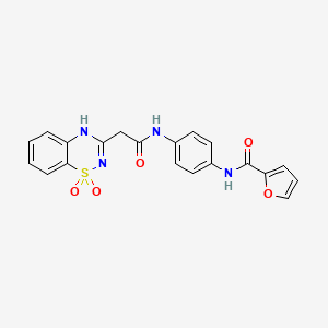 molecular formula C20H16N4O5S B2530736 N-{4-[2-(1,1-dioxo-2H-1lambda6,2,4-benzothiadiazin-3-yl)acetamido]phenyl}furan-2-carboxamide CAS No. 1019170-34-3
