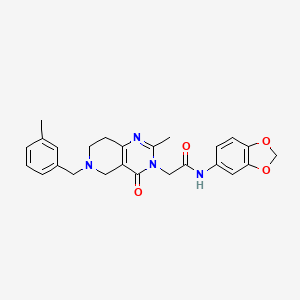molecular formula C25H26N4O4 B2530739 N-(2H-1,3-benzodioxol-5-yl)-2-{2-methyl-6-[(3-methylphenyl)methyl]-4-oxo-3H,4H,5H,6H,7H,8H-pyrido[4,3-d]pyrimidin-3-yl}acetamide CAS No. 1251593-60-8