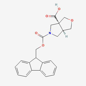 molecular formula C22H21NO5 B2530760 rac-(3aR,6aR)-5-{[(9H-fluoren-9-yl)methoxy]carbonyl}-hexahydro-1H-furo[3,4-c]pyrrole-3a-carboxylic acid CAS No. 2137568-93-3