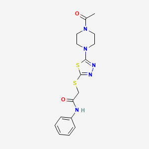 2-((5-(4-acetylpiperazin-1-yl)-1,3,4-thiadiazol-2-yl)thio)-N-phenylacetamide