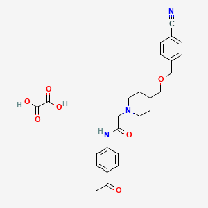 molecular formula C26H29N3O7 B2530849 N-(4-acetylphenyl)-2-(4-(((4-cyanobenzyl)oxy)methyl)piperidin-1-yl)acetamide oxalate CAS No. 1396811-33-8