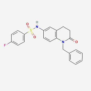 molecular formula C22H19FN2O3S B2530854 N-(1-benzyl-2-oxo-1,2,3,4-tetrahydroquinolin-6-yl)-4-fluorobenzene-1-sulfonamide CAS No. 941906-35-0