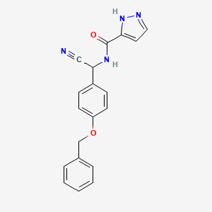 molecular formula C19H16N4O2 B2530869 N-{[4-(benzyloxy)phenyl](cyano)methyl}-1H-pyrazole-3-carboxamide CAS No. 1311688-99-9