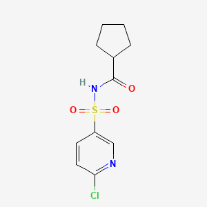 molecular formula C11H13ClN2O3S B2530878 N-[(6-chloropyridin-3-yl)sulfonyl]cyclopentanecarboxamide CAS No. 1210991-38-0