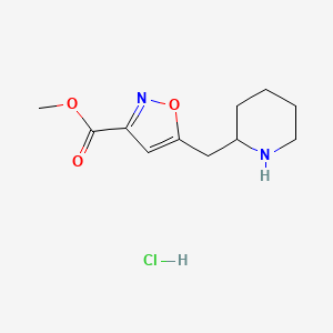 molecular formula C11H17ClN2O3 B2530891 Methyl 5-(piperidin-2-ylmethyl)isoxazole-3-carboxylate hydrochloride CAS No. 2193061-76-4