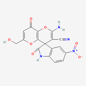 2'-amino-6'-(hydroxymethyl)-5-nitro-2,8'-dioxo-1,2-dihydro-8'H-spiro[indole-3,4'-pyrano[3,2-b]pyran]-3'-carbonitrile