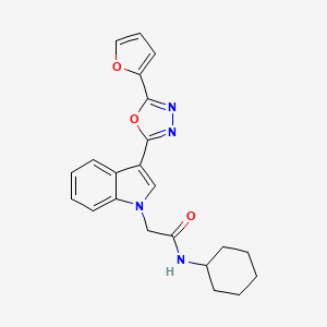 molecular formula C22H22N4O3 B2530933 N-cyclohexyl-2-(3-(5-(furan-2-yl)-1,3,4-oxadiazol-2-yl)-1H-indol-1-yl)acetamide CAS No. 1021106-38-6