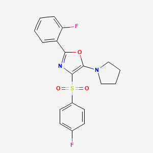 2-(2-Fluorophenyl)-4-((4-fluorophenyl)sulfonyl)-5-(pyrrolidin-1-yl)oxazole