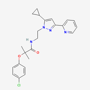 2-(4-chlorophenoxy)-N-(2-(5-cyclopropyl-3-(pyridin-2-yl)-1H-pyrazol-1-yl)ethyl)-2-methylpropanamide