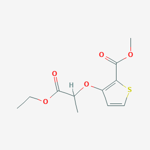 molecular formula C11H14O5S B2530970 Methyl 3-(2-ethoxy-1-methyl-2-oxoethoxy)-2-thiophenecarboxylate CAS No. 866009-07-6