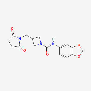 molecular formula C16H17N3O5 B2530976 N-(2H-1,3-benzodioxol-5-yl)-3-[(2,5-dioxopyrrolidin-1-yl)methyl]azetidine-1-carboxamide CAS No. 2319640-08-7