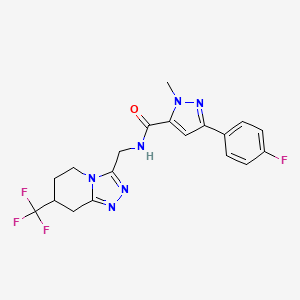 3-(4-fluorophenyl)-1-methyl-N-((7-(trifluoromethyl)-5,6,7,8-tetrahydro-[1,2,4]triazolo[4,3-a]pyridin-3-yl)methyl)-1H-pyrazole-5-carboxamide